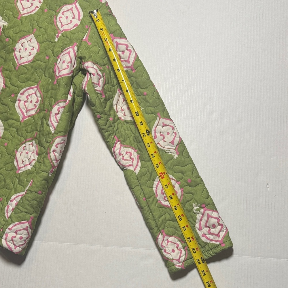 IDA MAE HOME Green Pink Handcrafted Quilted‎ Women's Jacket Abstract Pattern SM - Picture 11 of 13